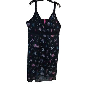 Torrid Betsey Johnson Black Pink Mesh Goth Skull Heart Love Dress 3X 22 24 NWOT